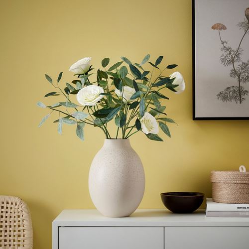 IKEA - BLODBJORK, stoneware plant vase, beige, 25 cm
