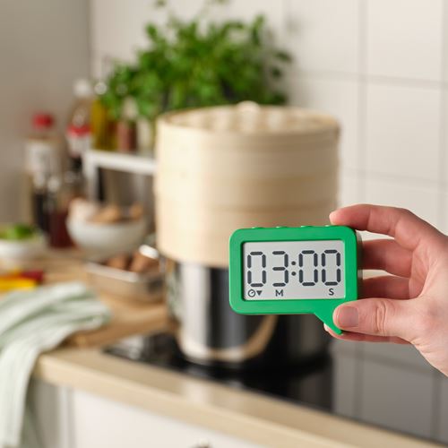 IKEA - LJUNGPIPARE, functional clock, green, 8x7 cm