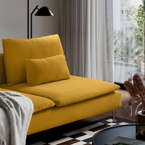 IKEA - SÖDERHAMN, 3-seat corner sofa, kelinge dark yellow