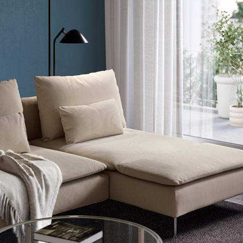 IKEA - SÖDERHAMN, uzanma koltuklu 4'lü kanepe, kelinge bej