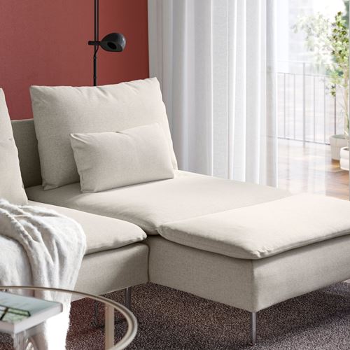 IKEA - SÖDERHAMN, uzanma koltuklu 2'li kanepe, gunnared bej