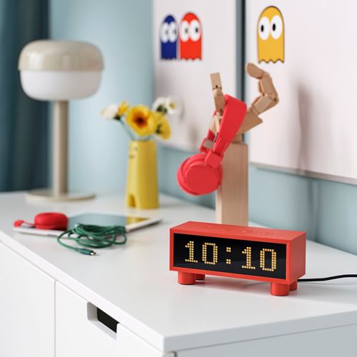 IKEA - KORTLINJE, functional clock, red, 18x6x7 cm