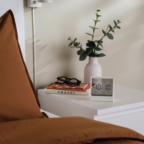 IKEA - RODBENA, functional clock, white, 10x11x5 cm