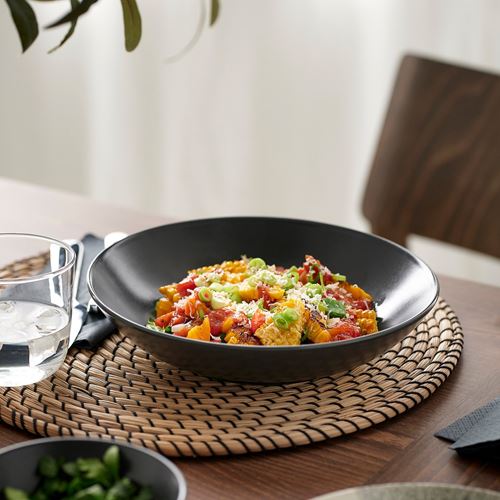IKEA - FARGKLAR, çukur tabak, mat koyu gri, 23 cm