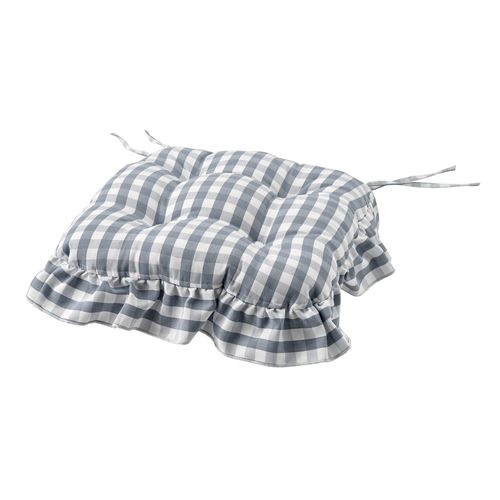 IKEA - TJASSIE, chair pad, blue-white-plaid pattern, 40x39x7 cm