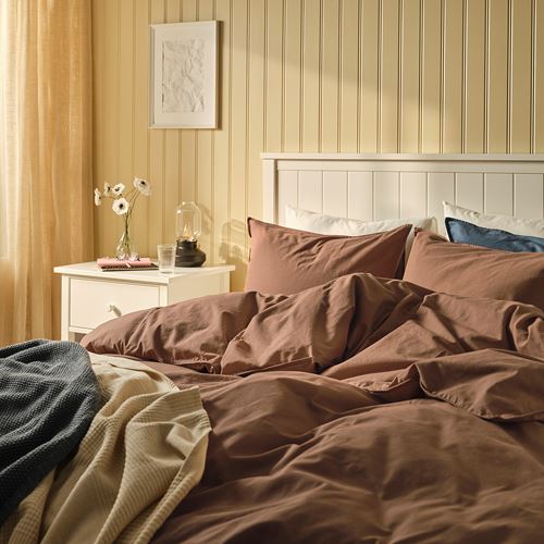 IKEA - ANGSLILJA, single duvet cover sets, light brown, 150x200/50x60 cm