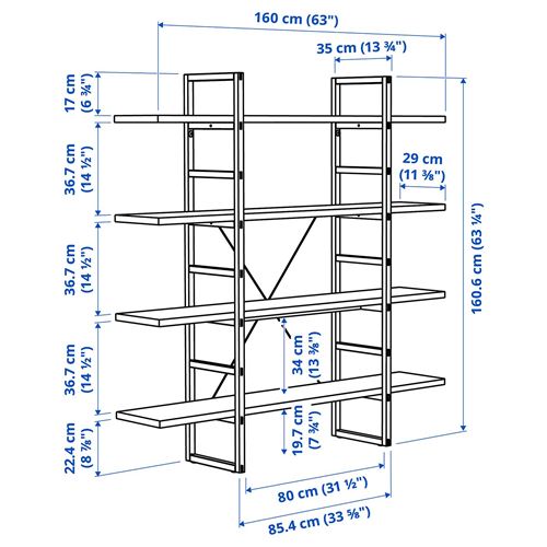 IKEA - IKEA PS 2026, açık raf ünitesi, çam, 160x35x161 cm