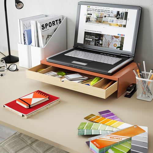 IKEA - ELLOVEN, monitor stand, bright orange, 47x26x10 cm