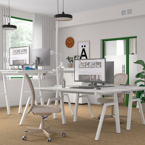 IKEA - TROTTEN, height adjustable desk, ash-white, 160x80 cm