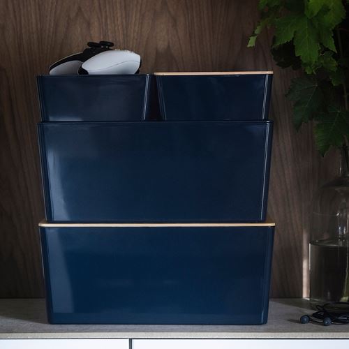 IKEA - KUGGIS, box, blue/black, 26x35x15 cm
