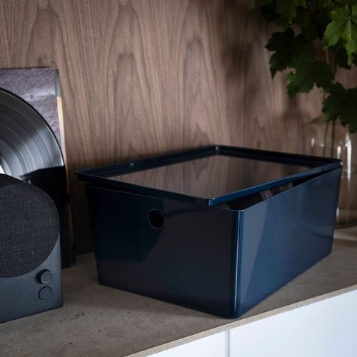 IKEA - KUGGIS, box, blue/black, 26x35x15 cm