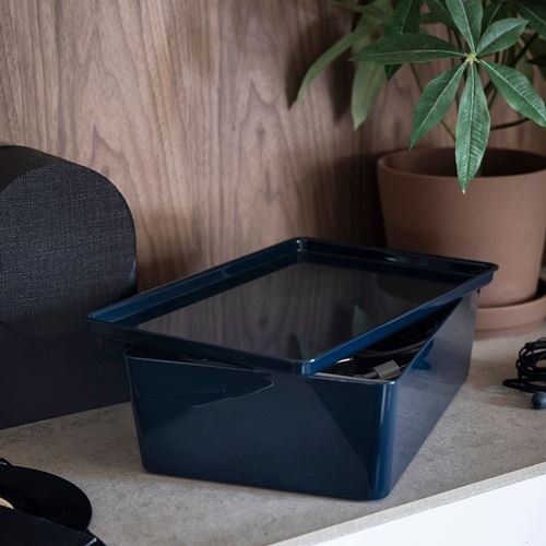 IKEA - KUGGIS, box, blue/black, 18x26x8 cm