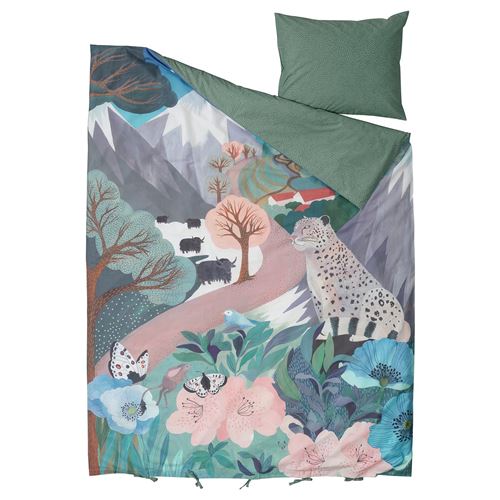 IKEA - ALPTALL, çocuk nevresim takımı, mavi-yeşil, 150x200/50x60 cm