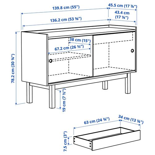 IKEA - FORSALJARE, console, dark beige wooden-light beige, 140x46x78 cm