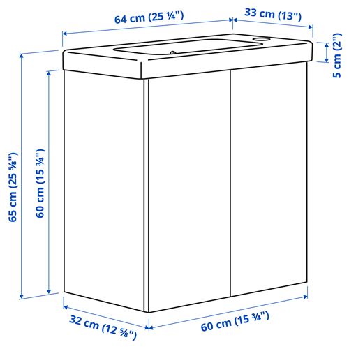 IKEA - ENHET/TVALLEN, wash-basin and cabinet, light blue, 64x33x65 cm