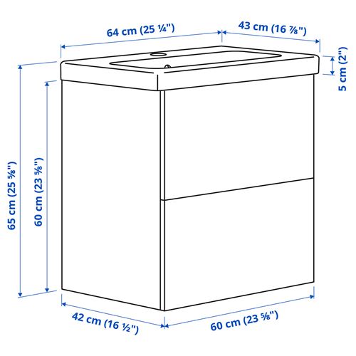 IKEA - ENHET/TVALLEN, wash-basin and cabinet, light blue, 64x43x65 cm