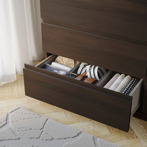 IKEA - STORKLINTA, chest of 6 drawers, oak effect-dark brown, 140x50x75 cm
