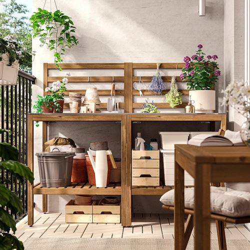 IKEA - NAMMARÖ, dış mekan mutfak adası, açık kahverengi-paslanmaz çelik, 160x62 cm