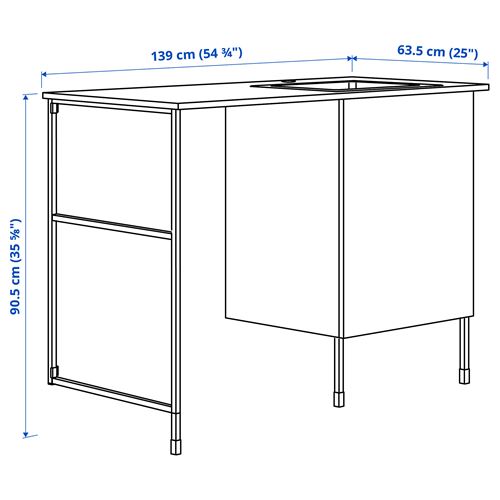 IKEA - ENHET/TVALLEN, çamaşır odası ve banyo için dolap kombinasyonu, beyaz, 139x63,5x90,5 cm