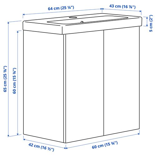 IKEA - ENHET/TVALLEN, wash-basin and cabinet, white, 64x43x65 cm