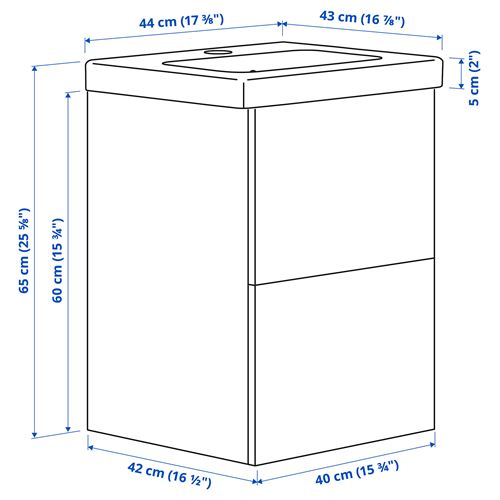 IKEA - ENHET/TVALLEN, wash-basin and cabinet, white, 44x43x65 cm