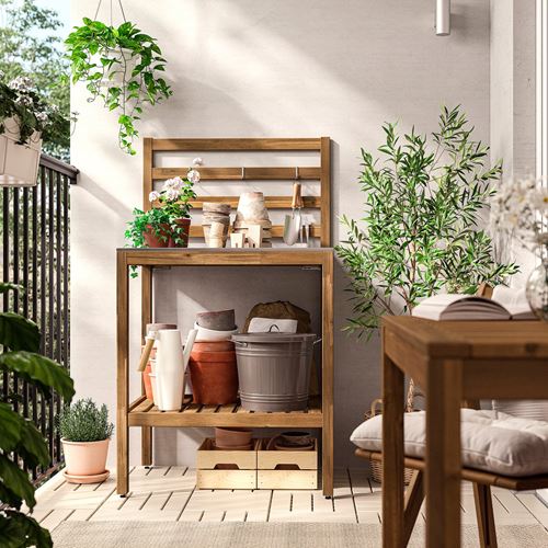 IKEA - NAMMARÖ, dış mekan mutfak adası, açık kahverengi-paslanmaz çelik, 80x62 cm