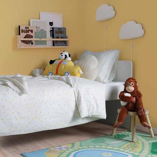 IKEA - BARNDRÖM, kids' bedding set, white/yellow, 150x200/50x60 cm