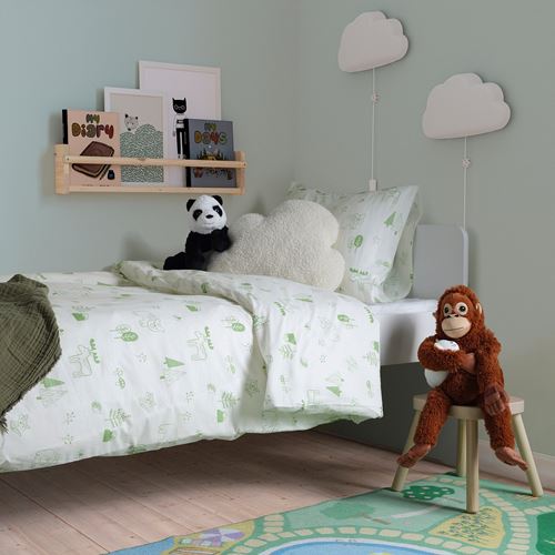 IKEA - BARNDRÖM, kids' bedding set, white/green, 150x200/50x60 cm