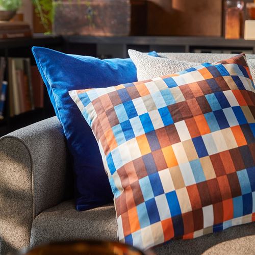 IKEA - LÖVNATURSKOG, kırlent kılıfı, kahverengi-mavi, 50x50 cm