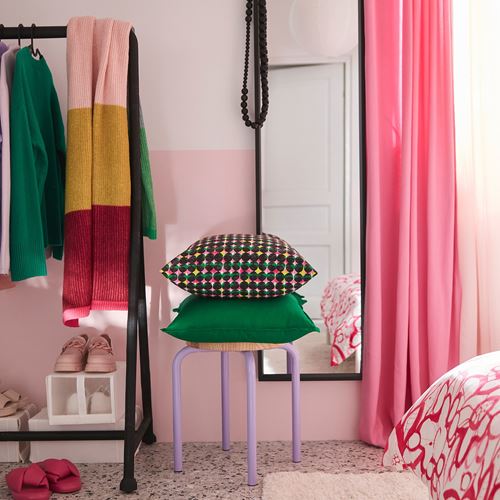 IKEA - ALVSJÖSKOGEN, kırlent kılıfı, pembe-yeşil, 50x50 cm