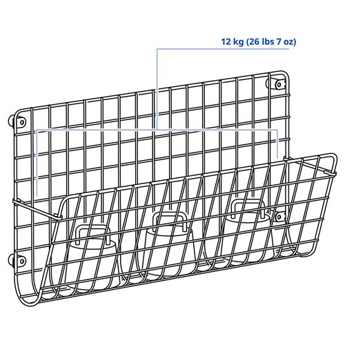 IKEA - GREJIG, wall pocket, grey, 58x17x28 cm