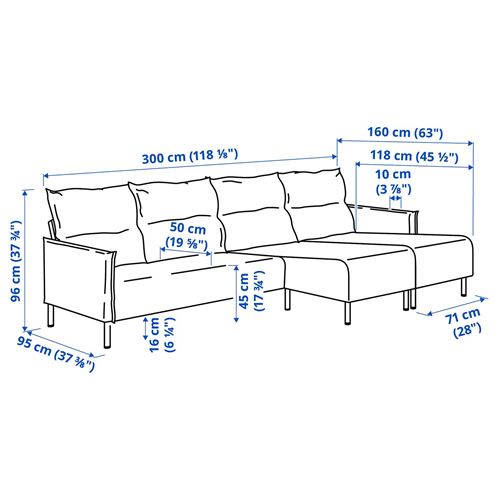 IKEA - MANNARP, 5-seat sofa with chaise longue, Gunnared beige