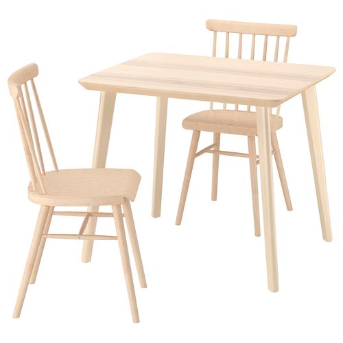 IKEA - LISABO/HÖGVED, mutfak masası takımı, dişbudak kaplama-huş kaplama, 2 sandalyeli