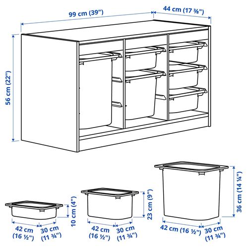 IKEA - TROFAST, saklama ünitesi, beyaz, 99x44x56 cm