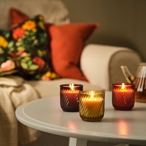 IKEA - TORNFAGEL, scented candle in cup, mixed colours, 20 hr