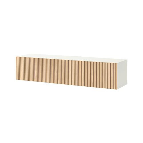 IKEA - BESTA, tv bench, white/oak veneer, 180x42x38 cm