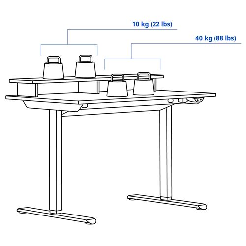 IKEA - TRAVSPORT, height adjustable desk, beige-oak look, 120x70 cm