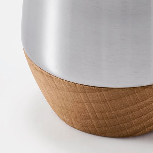 IKEA - AFTONHAJ, salt and pepper shakers, stainless steel beech-walnut, 8,5 cm