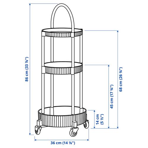 IKEA - JUTTERSBO, servis arabası, gri-yeşil, 36x36 cm