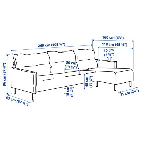 IKEA - MANNARP, 4-seat sofa with chaise longue, Gunnared beige