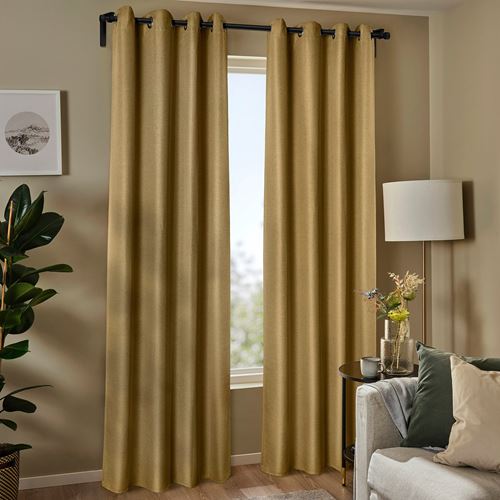 IKEA - ANNAKAJSA, blackout curtain, 1 pair, yellow-brown, 145x300 cm
