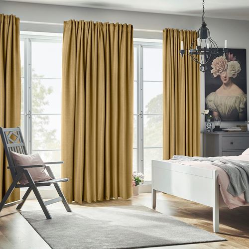 IKEA - ANNAKAJSA, blackout curtain, 1 pair, yellow-brown, 145x300 cm