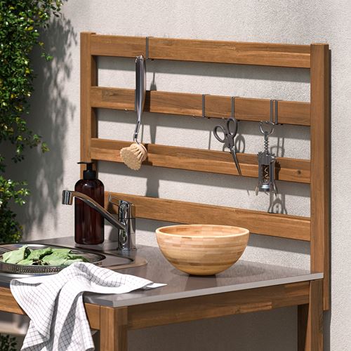 IKEA - NAMMARÖ, dış mekan lavabo ünitesi, açık kahverengi-paslanmaz çelik, 80x62 cm