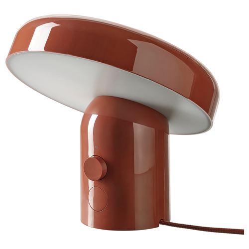 IKEA - BLOMPRAKT, bluetooth hoparlörlü lamba, kırmızı-kahverengi