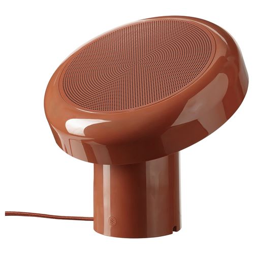IKEA - BLOMPRAKT, bluetooth hoparlörlü lamba, kırmızı-kahverengi