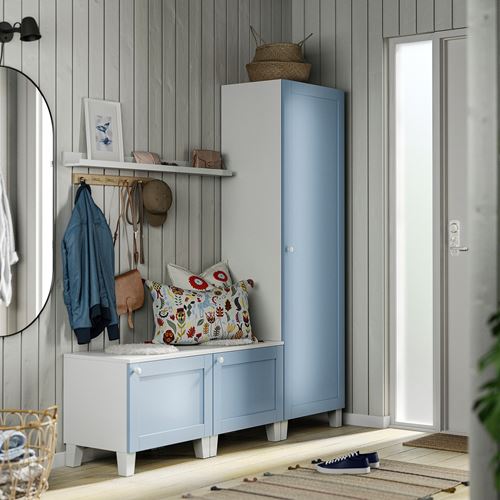 IKEA - PLATSA/SANNIDAL, PLATSA wardrobe, white-blue, 180x42x191 cm