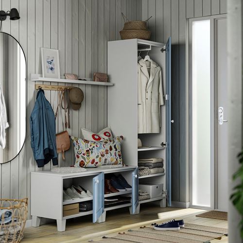 IKEA - PLATSA/SANNIDAL, PLATSA wardrobe, white-blue, 180x42x191 cm