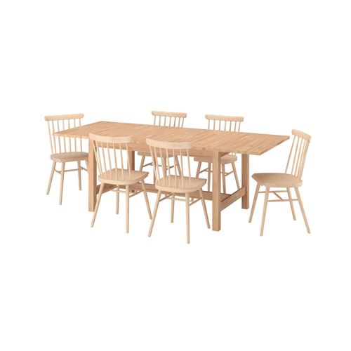 IKEA - KARSKAR/HÖGVED, dining set, birch veneer, 6 chairs