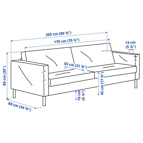 IKEA - SALTSJÖBADEN, 3'lü kanepe, vittangi açık bej-beyaz