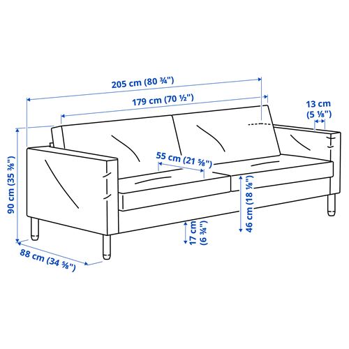 IKEA - SALTSJÖBADEN, 3'lü kanepe, blekinge beyaz